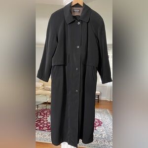Forecaster of Boston women’s long black trench coat zip up and buttons closure